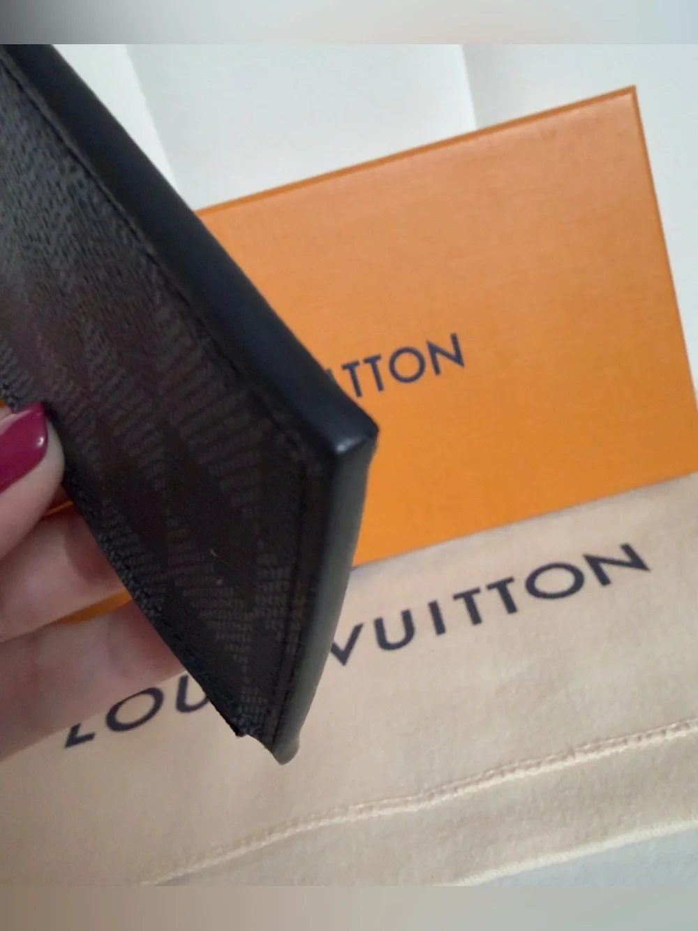 Louis Vuitton Damier Graphite Coin Card Holder Zipper Card Wallet Box & Dust Bag